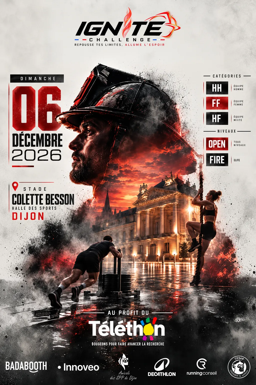 Affiche officielle de l'IGNITE Challenge, dimanche 6 décembre 2026 au stade Colette Besson à Dijon